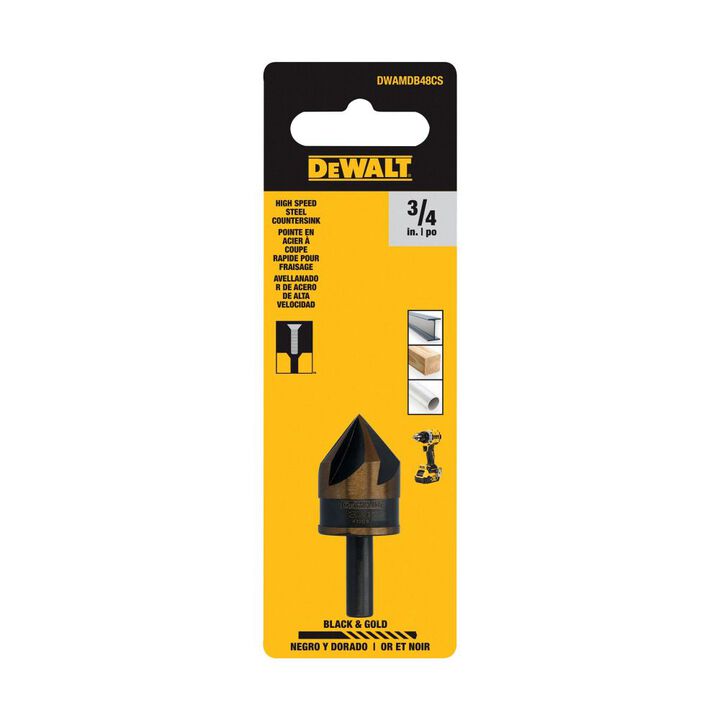 DEWALT DWAMDB48CS, Shell DW 3/4 in Black & Gold Hi-Speed Steel Countersink