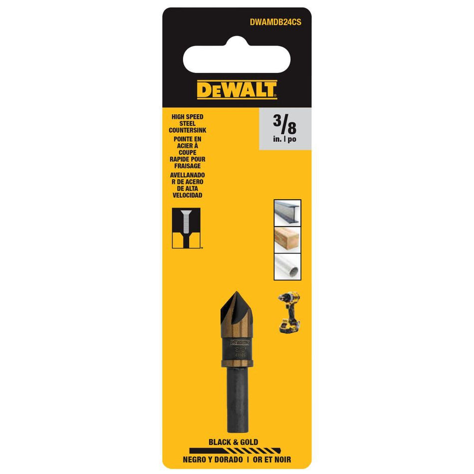DEWALT DWAMDB24CS, Shell DW 3/8 in Black & Gold Hi-Speed Steel Countersink