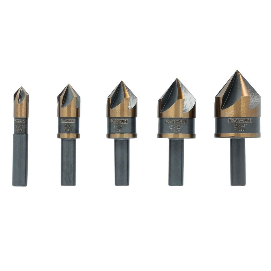 DEWALT DWAMDB5SETCS, Shell DW Black & Gold Hi-Speed Steel Countersink Set (5pcs)