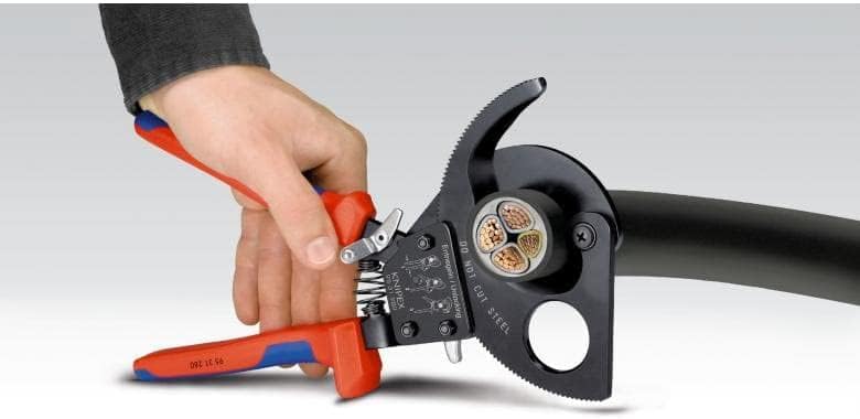 Knipex 95 31 250 SBA, Comfort Grip Ratcheting Type Cable Cutter