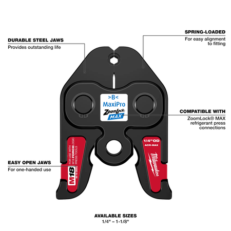Milwaukee 49-16-2662Z, ¼”- 1-1/8” ZoomLock® MAX Press Jaw Kit for M18™ FORCE LOGIC™ Press Tools