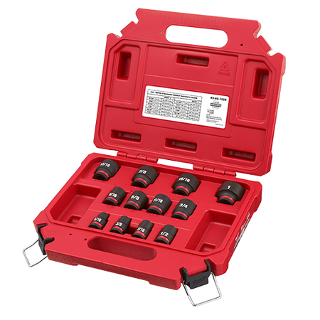 Milwaukee 49-66-7005, 3/8" Drive SHOCKWAVE Impact Duty SAE Standard 6 Point Socket Set - 12 Piece