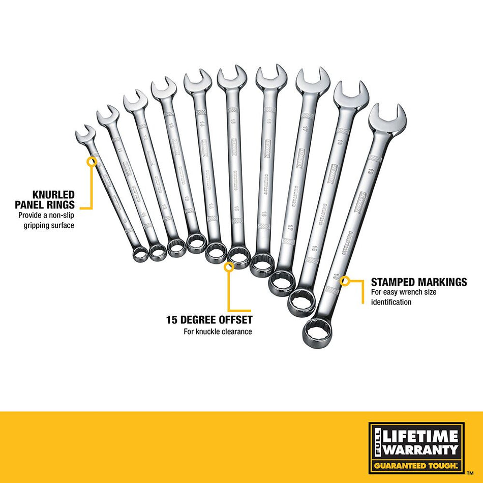 DEWALT DWMT72166, 10 Piece Combination Metric Wrench Set
