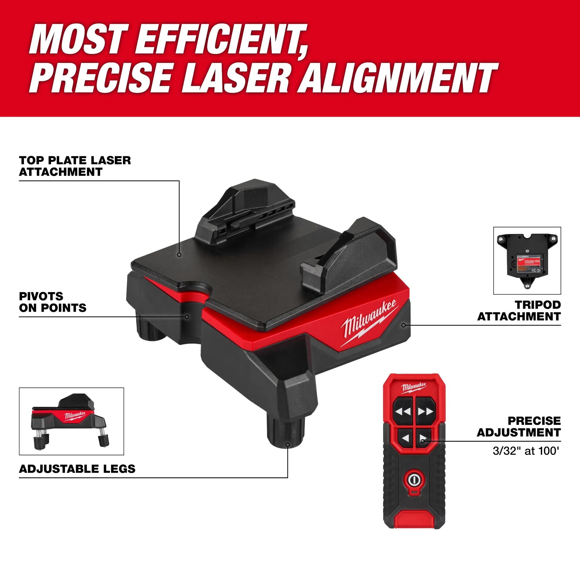 Milwaukee 48-35-1314, WIRELESS LASER ALIGNMENT BASE W/ REMOTE