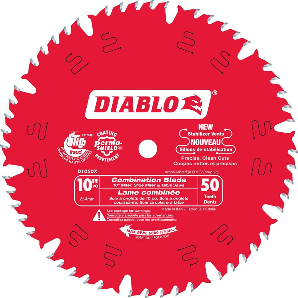 Diablo D1050X, 10" x 50T Combination Blade