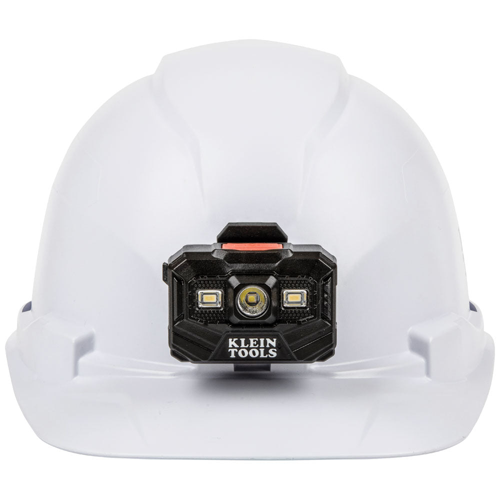 Klein Tools 60107RL, Hard Hat, Non-Vented, Cap Style with Rechargeable Headlamp, White