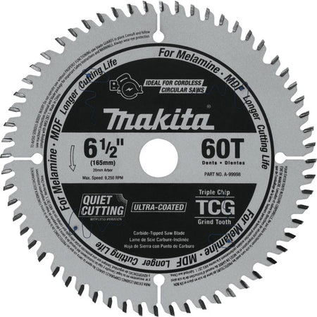 Makita A-99998, 6-1/2 x 60T Saw Blade Carbide TCG For Melamine