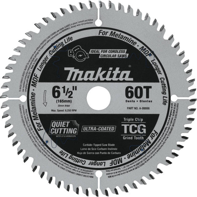 Makita A-99998, 6-1/2 x 60T Saw Blade Carbide TCG For Melamine