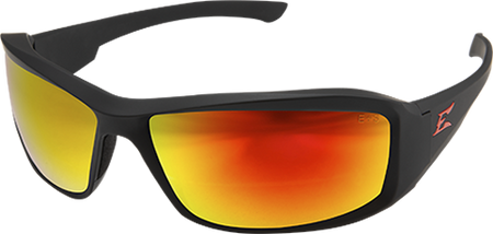 Edge Eyewear XBAP439, Brazeau Torque Matte Black Frame with Red E Logo / Red Mirror Lens (Non-Polarized)