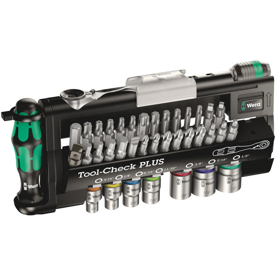 Wera 05056491001, TOOL-CHECK PLUS IMPERIAL BITS ASSORTMENT WITH RATCHET + SOCKETS, 39 PIECES
