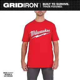 Milwaukee 607R-3X, BIG LOGO WORK TEE SS - RED 3X