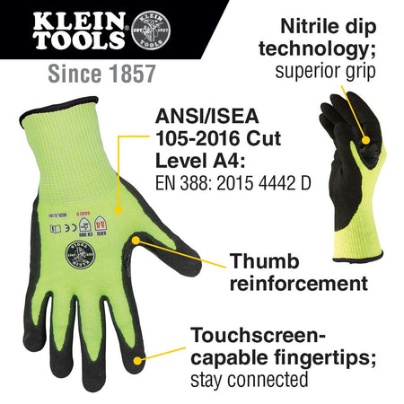 Klein Tools 60198, Work Gloves, Cut Level 4, Touchscreen, X-Large, 2-Pair