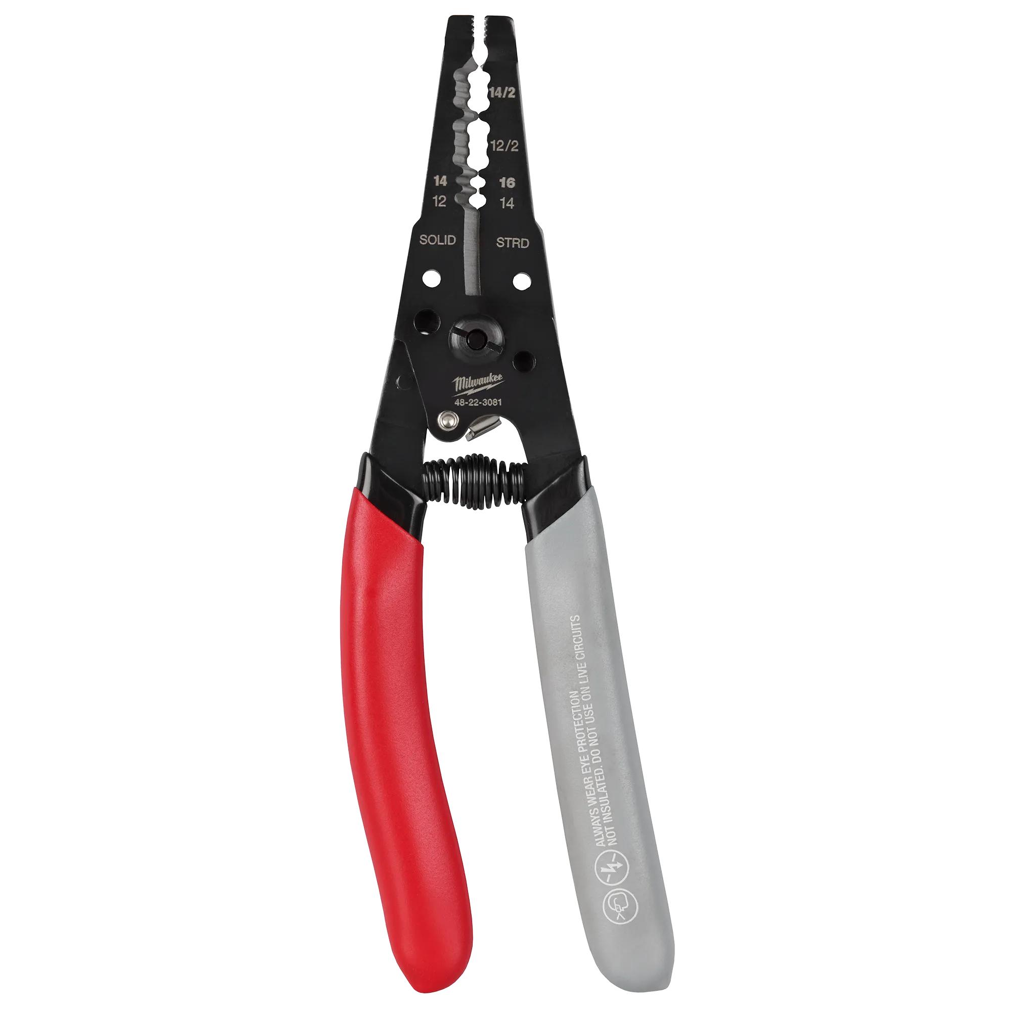 Milwaukee 48-22-3081, 12/2 & 14/2 NM Dipped Grip Wire Stripper & Cutter