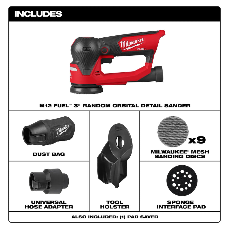 Milwaukee 2535-20, M12 FUEL™ 3" Random Orbital Detail Sander