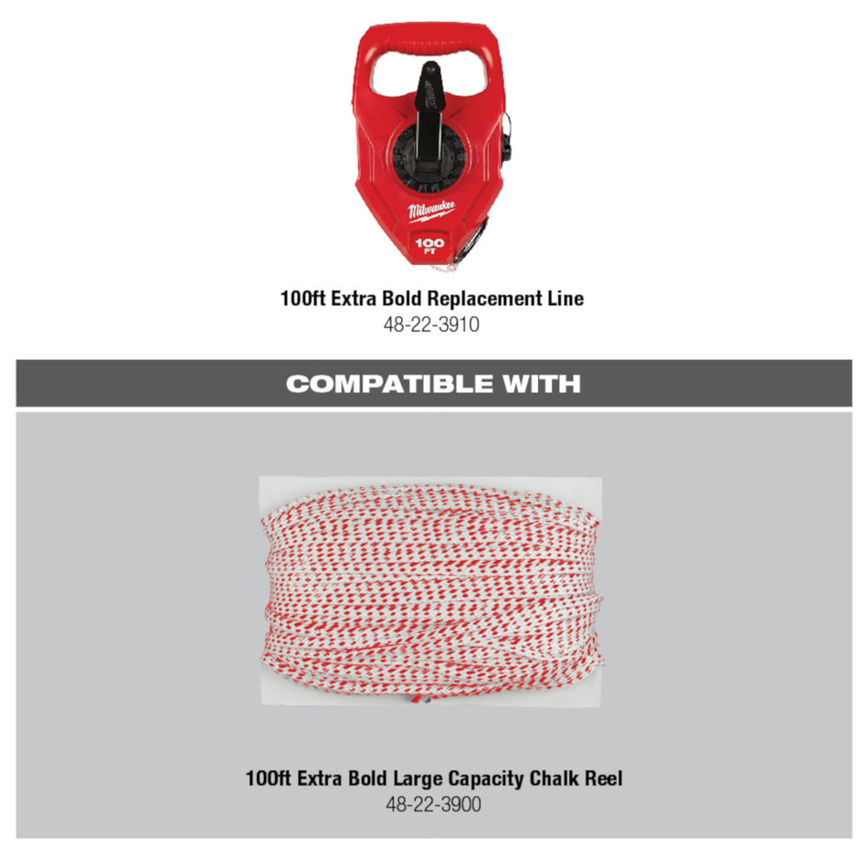 Milwaukee 48-22-3915, 150' Extra Bold Large Capacity Chalk Reel