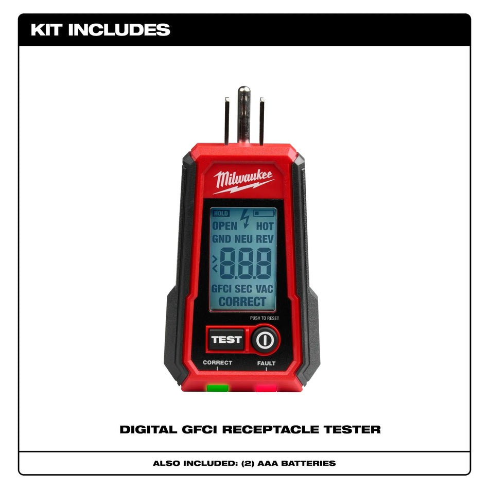 Milwaukee 2224-20, Digital GFCI Receptacle Tester