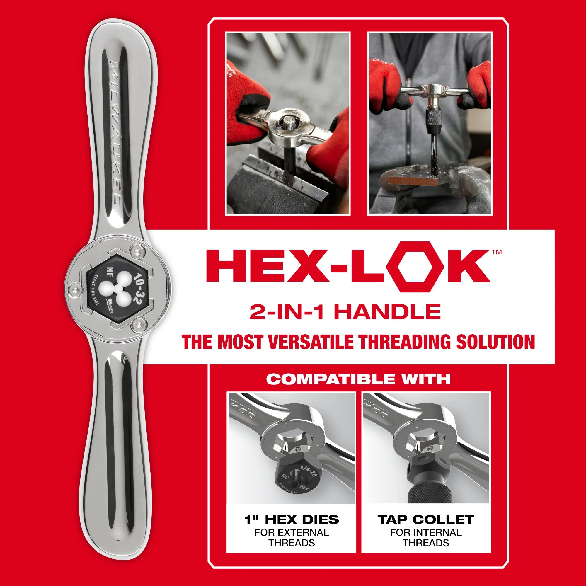 Milwaukee 49-22-5604, 38PC SAE Tap & Die PACKOUT™ Set w/ Hex-LOK™ 2-in-1 Handle
