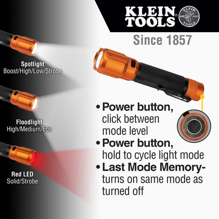 Klein Tools 56413, Rechargeable 2-Color LED Flashlight with Holster