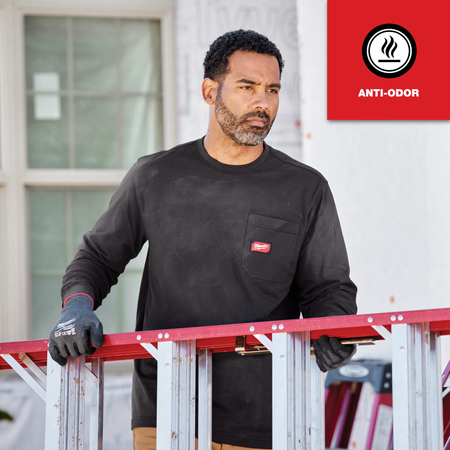 Milwaukee 606B-2X, GRIDIRON™ Pocket T-Shirt - Long Sleeve Black 2X