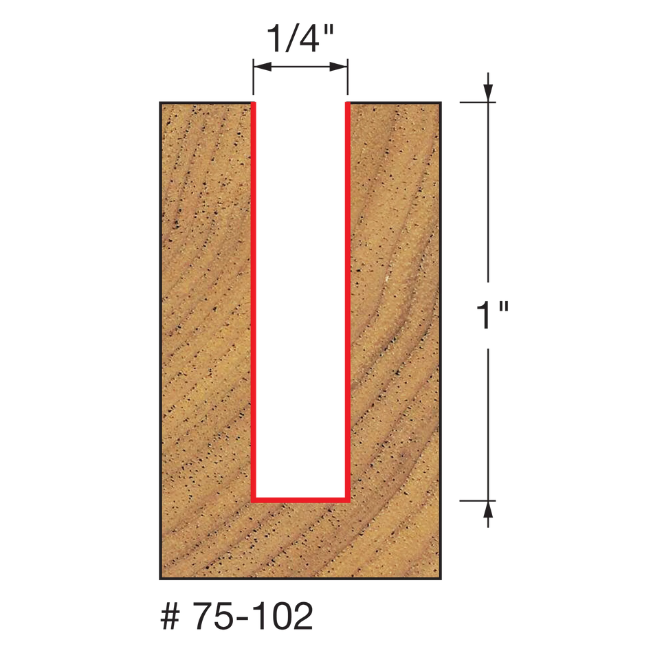 Freud 75-102, Carbide Router Bit - 1/4" x 2-1/2" Up Spiral / Double Flute Router Bit (1/4" Shank)