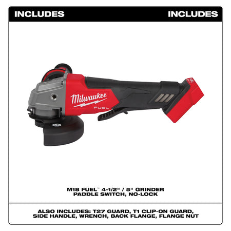 Milwaukee 2880-20, M18 FUEL 4-1/2" / 5" Grinder Paddle Switch, No-Lock (Tool Only)