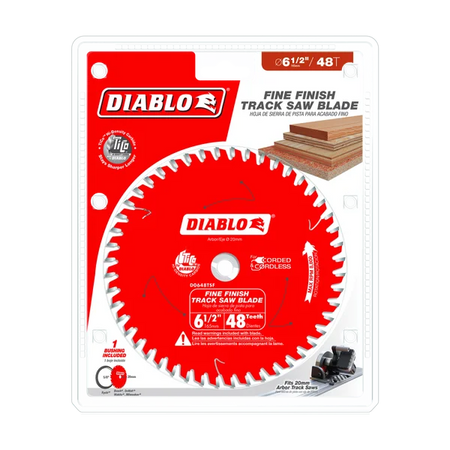 Diablo D0648TSF, 6-1/2" 48-Teeth Track Saw Blade for Fine Finish and Plywood