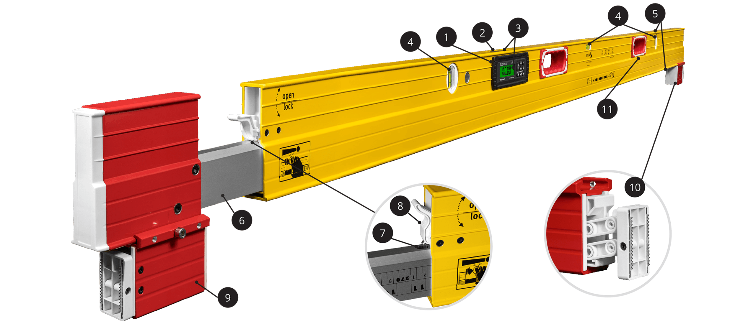 Stabila 37500, TECH 106 T Digital Plate Level 7ft-12ft with Carrying Case (Available In Store Only)