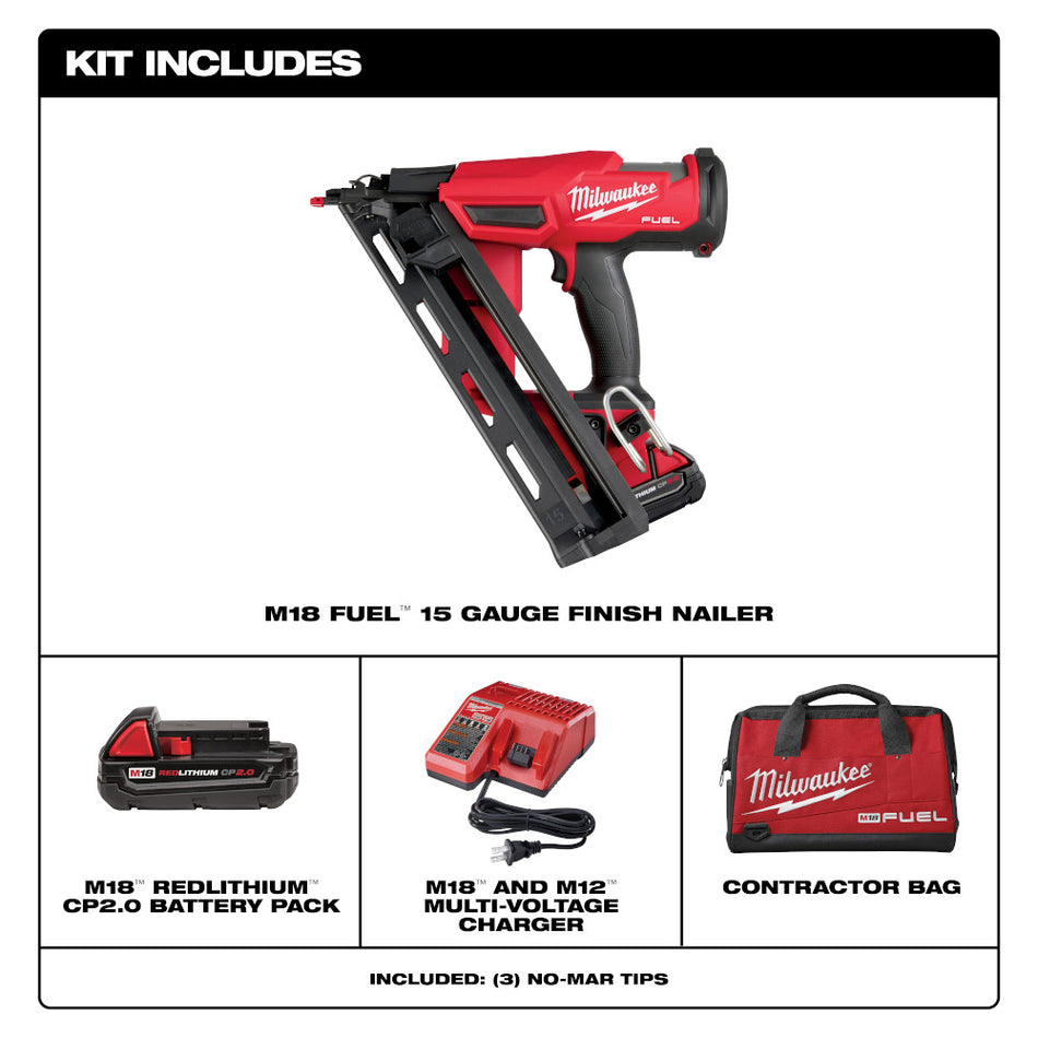 Milwaukee 2839-21CT, M18 FUEL 15 Gauge Finish Nailer Kit