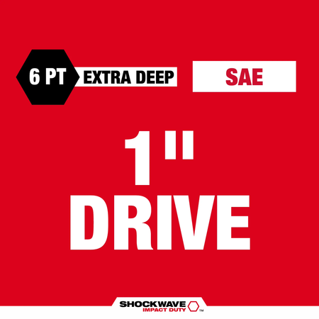 Milwaukee 49-66-7843, SHOCKWAVE Impact Duty™ 1" Drive 1-1/8" Thin Wall Extra Deep 6 Point Socket