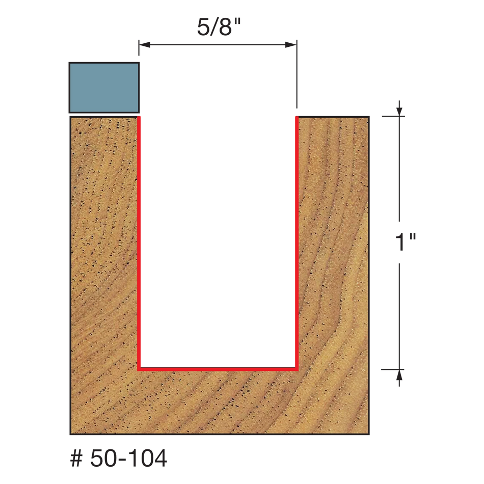 Freud 50-104, Carbide Router Bit - 5/8" x 1" x 2-5/8" OAL Top Bearing Flush Trim Bit (1/4" Shank)