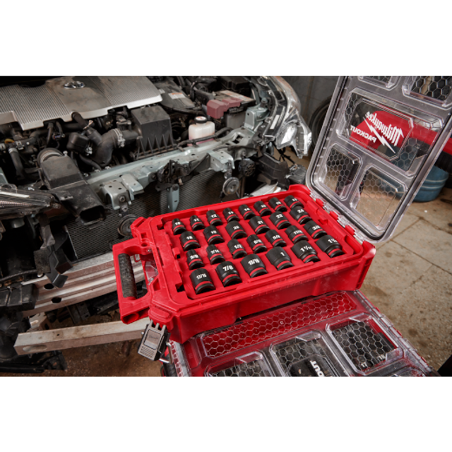 Milwaukee 49-66-6804, SHOCKWAVE Impact Duty™ Socket 1/2” Dr 27PC MM & SAE PACKOUT Set