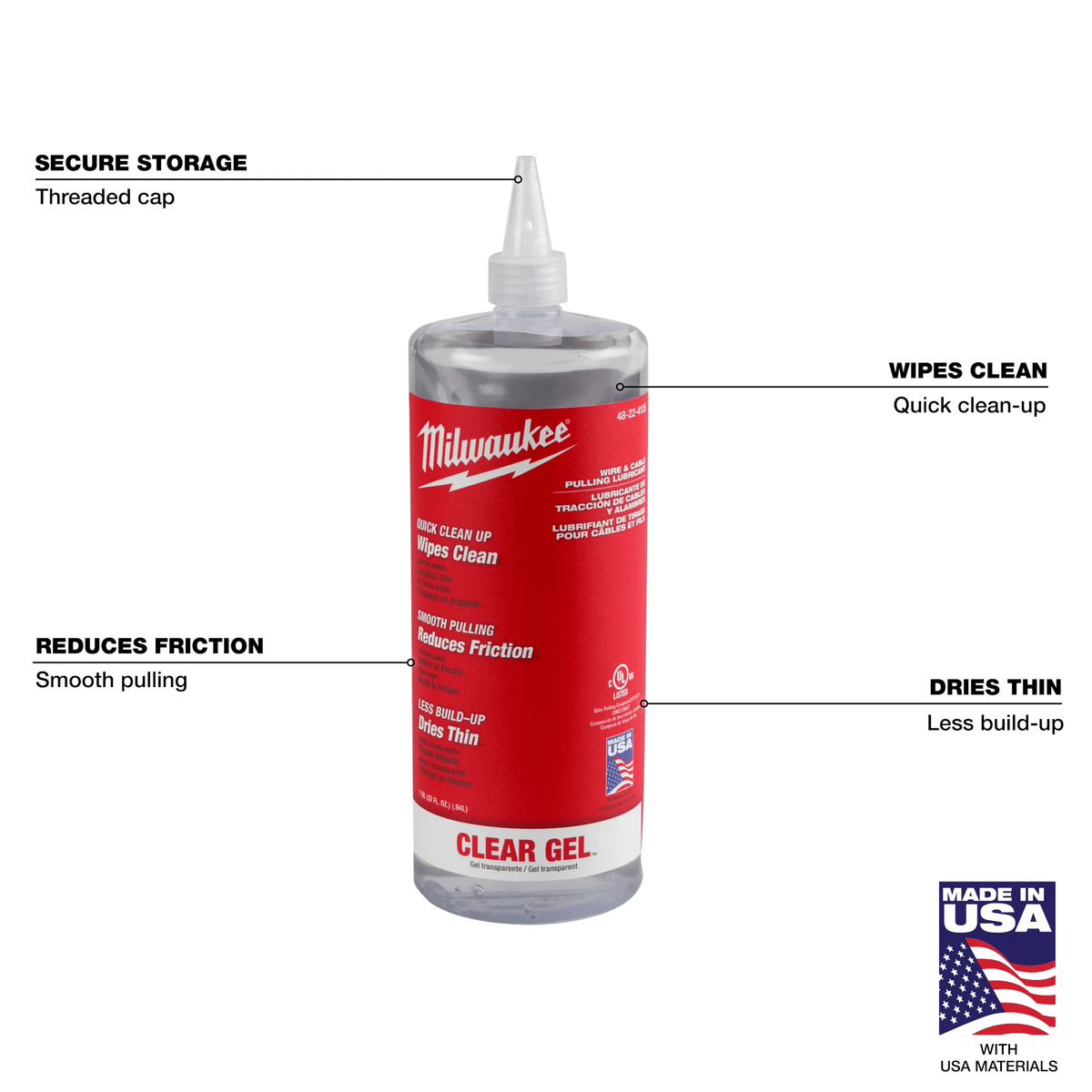 Milwaukee 48-22-4135, Wire & Cable Pulling Clear Gel Lubricant