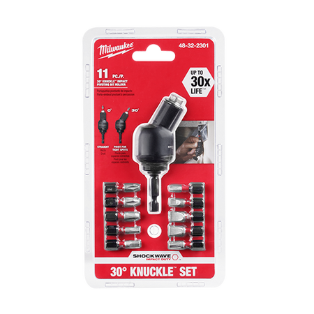 Milwaukee 48-32-2301, SHOCKWAVE™ 30° KNUCKLE™ Pivoting Bit Holder -11PC