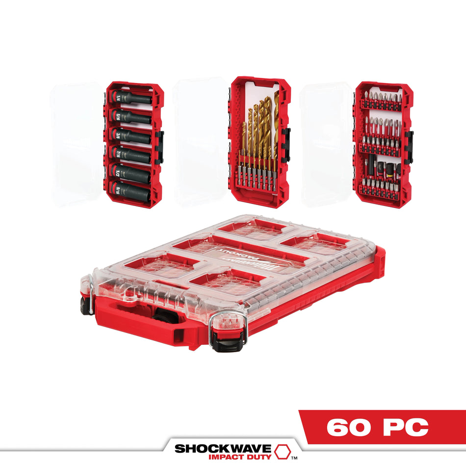 Milwaukee 48-32-5162, SHOCKWAVE™ Impact Duty 60PC Drill, Drive & Fasten PACKOUT™ Set