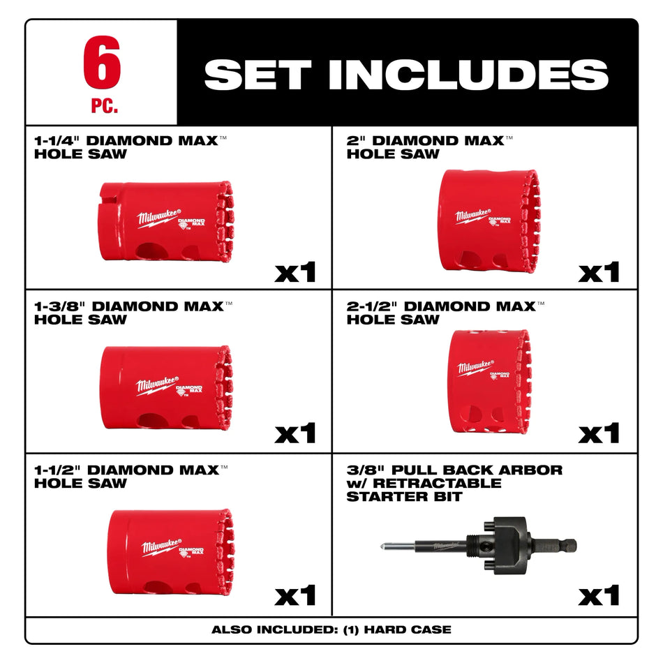 Milwaukee 49-56-5730, Diamond Max™ Hole Saw Set - 6PC