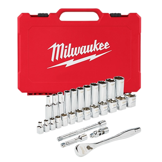 Milwaukee 48-22-9408, 3/8" Drive 28pc Ratchet & Socket Set- SAE