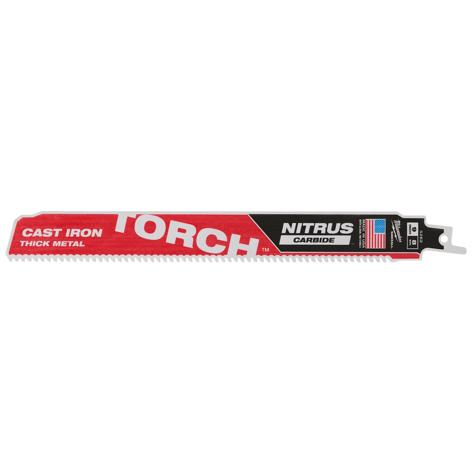 Milwaukee 48-00-5262, 9" 8TPI TORCH™ with NITRUS™ Carbide for Cast Iron SAWZALL® Blade 1PK