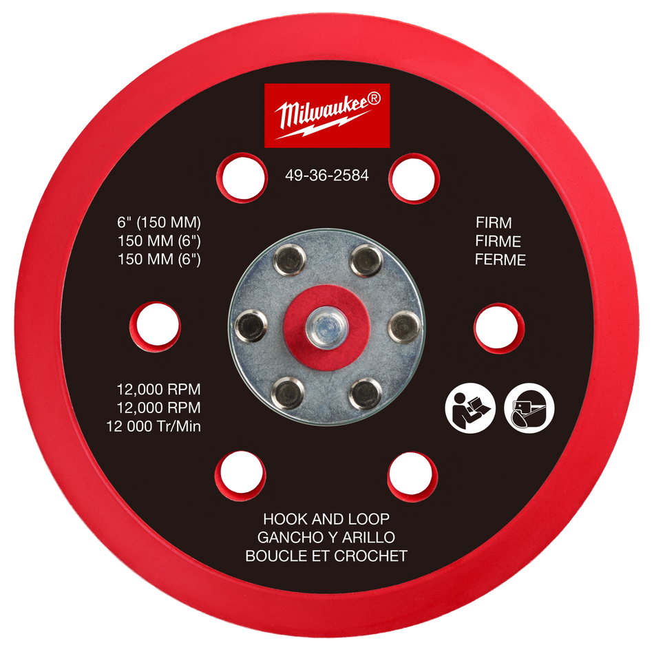 Milwaukee 49-36-2584, 6" Hook and Loop Sander Backing Pad - Firm