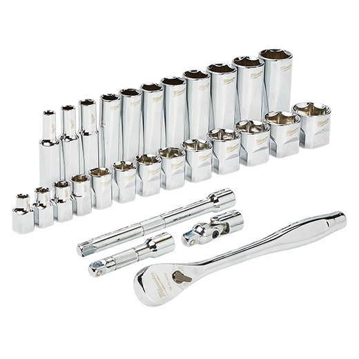 Milwaukee 48-22-9408, 3/8" Drive 28pc Ratchet & Socket Set- SAE