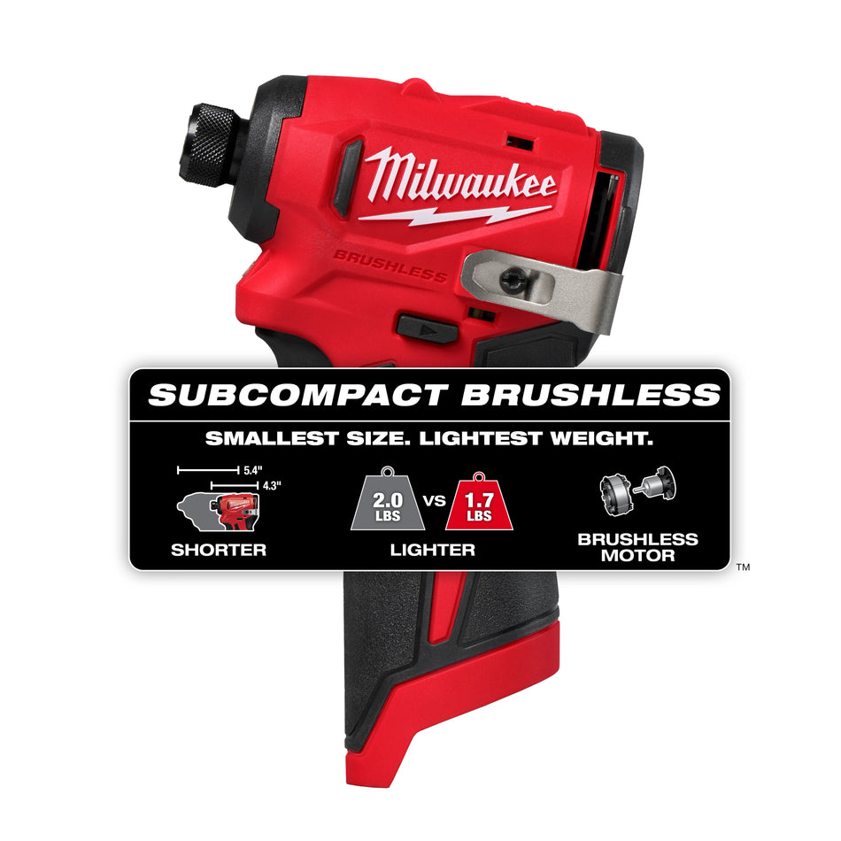 Milwaukee 3450-20, M12™ Subcompact Brushless 1/4" Hex Impact Driver