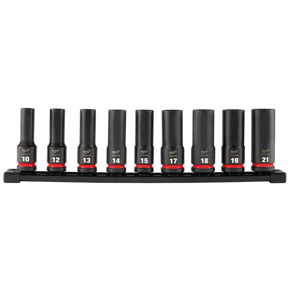 Milwaukee 49-66-7032, 9PC SHOCKWAVE™ Impact Duty 1/2" Drive Metric Deep 6 Point Socket Set