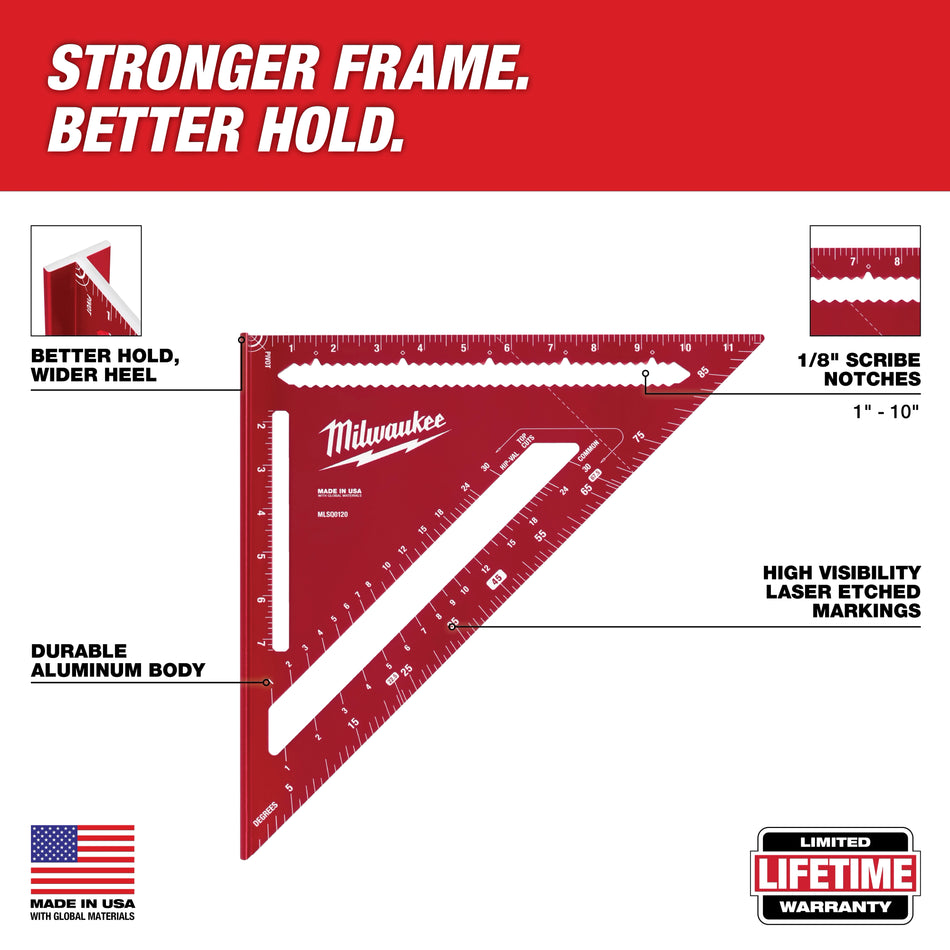 Milwaukee MLSQ0120, 12" Rafter Square