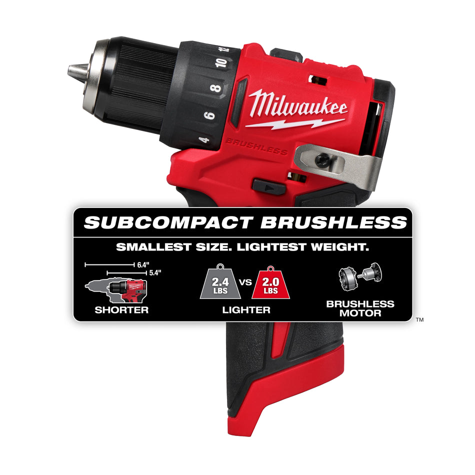 Milwaukee 3401-20, M12™ Subcompact Brushless 3/8" Drill/Driver