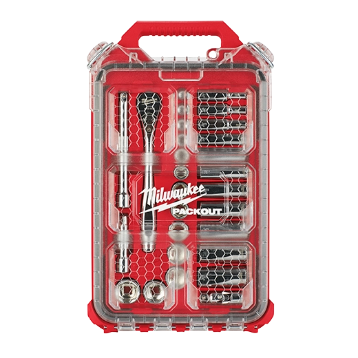 Milwaukee 48-22-9481, 3/8" 28 pc Ratchet and Socket Set in PACKOUT (SAE)