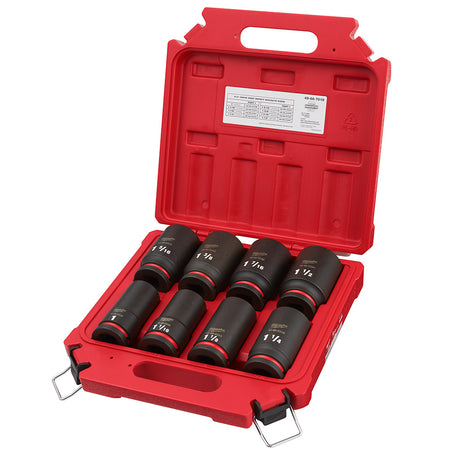 Milwaukee 49-66-7018, 3/4" Drive SHOCKWAVE Impact Duty SAE Deep 6 Point Socket Set - 8 Piece