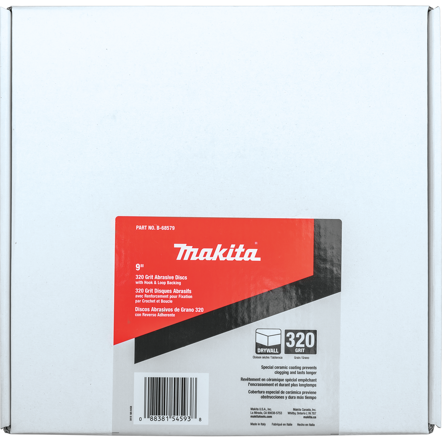 Makita B-68579, 9" Drywall Sanding Disc Hook & Loop 9 Holes 320 Grit (25/Pack)