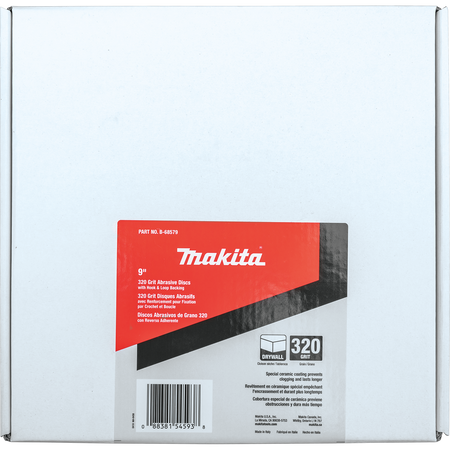 Makita B-68579, 9" Drywall Sanding Disc Hook & Loop 9 Holes 320 Grit (25/Pack)