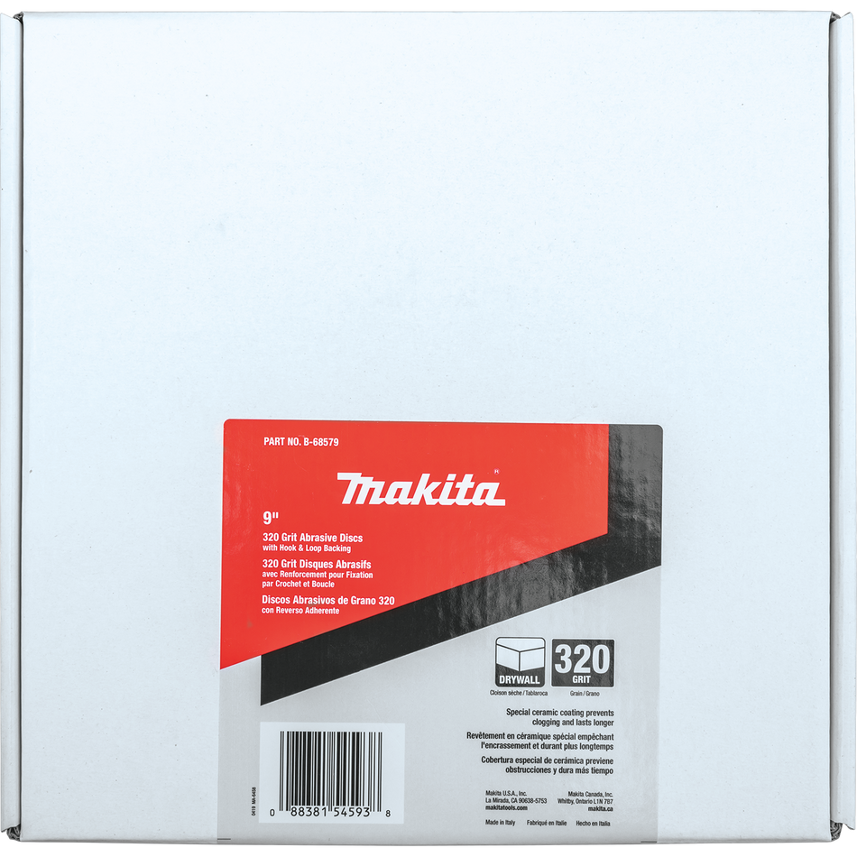 Makita B-68579, 9" Drywall Sanding Disc Hook & Loop 9 Holes 320 Grit (25/Pack)