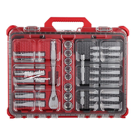 Milwaukee 48-22-9487, 47pc 1/2" Drive Ratchet & Socket Set with PACKOUT™ Low-Profile Organizer