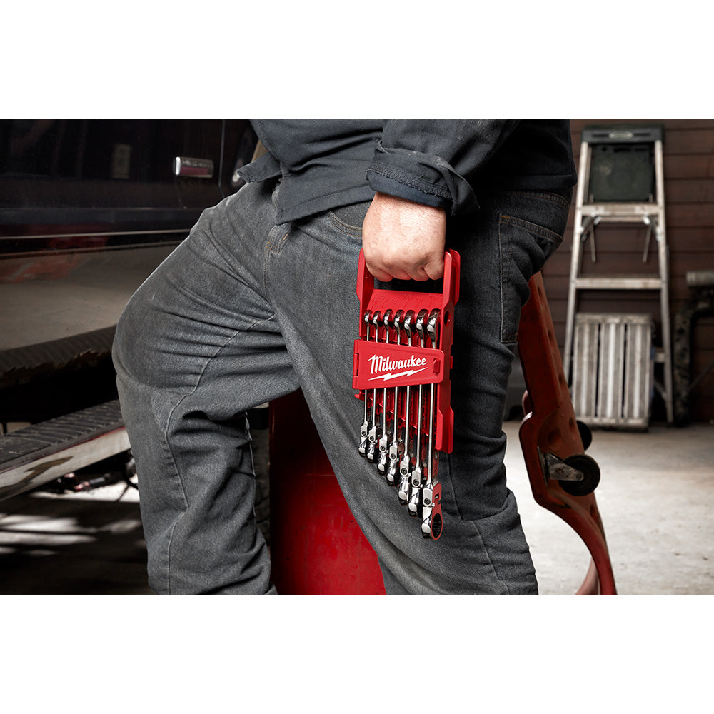 Milwaukee 48-22-9429, Flex Head Ratcheting Wrench Set - SAE - 7 Piece